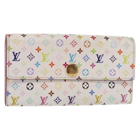 LOUIS VUITTON Multicolor Portefeuille Sarah Wallet White M93532 LV Auth 143004 - Picture 1 of 16
